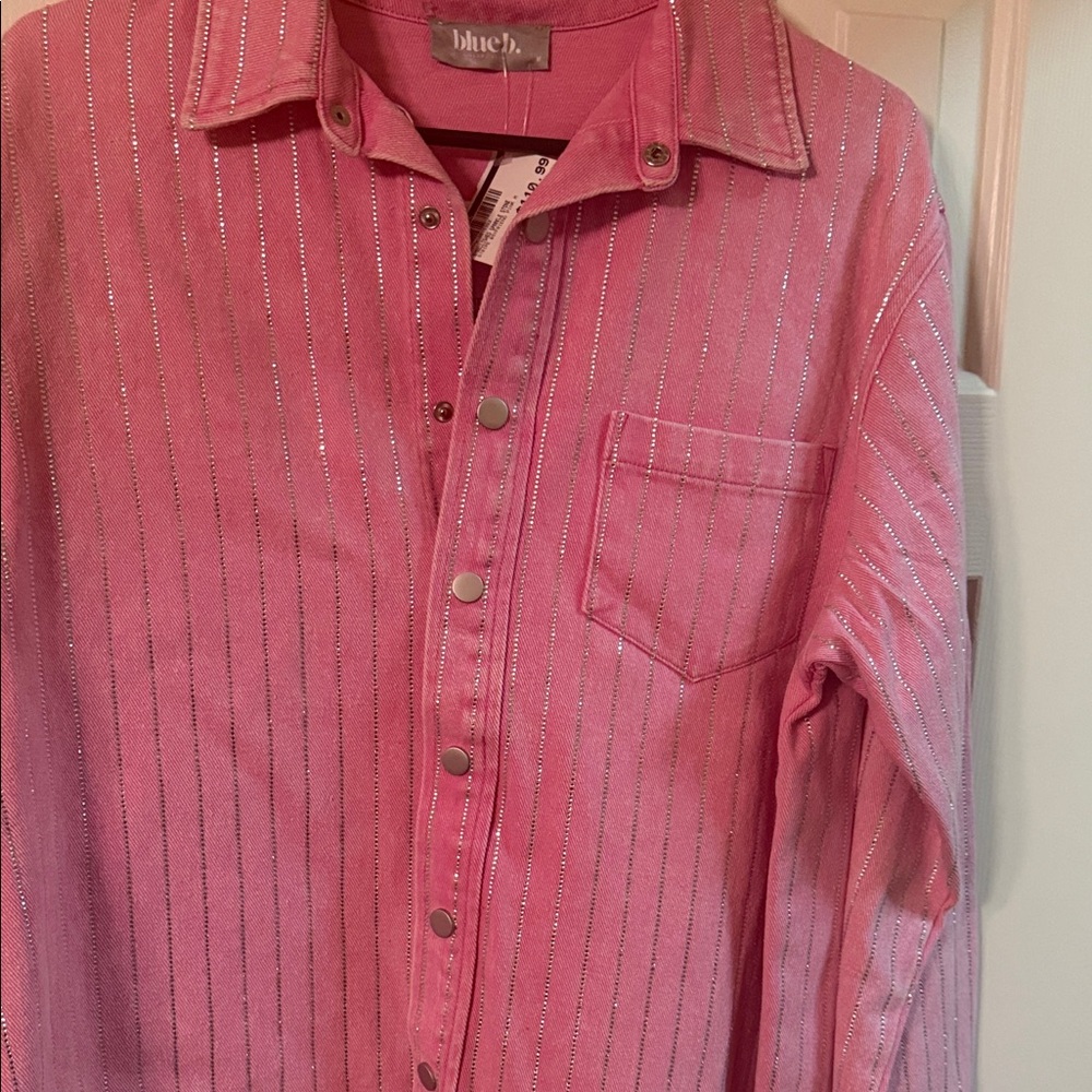 Bebe Pink Shirt with Silver Accents